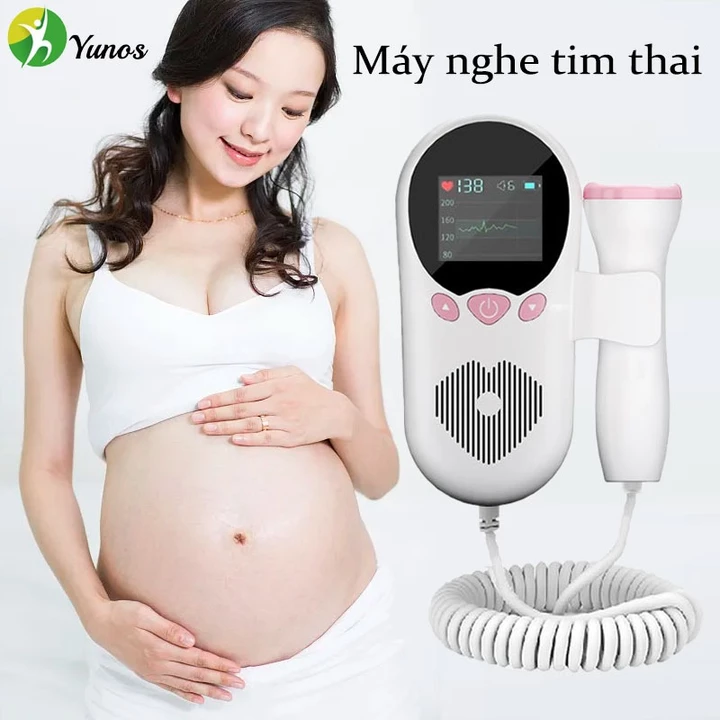 Yunos Doppler máy đo nhịp tim thai máy đo tim thai tại nhà với hình LCD cho phụ nữ mang thai