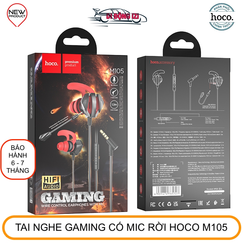 Tai Nghe Gaming Có Mic Rời Hoco M105, TaiNghe Nhét Tai Có Dây Chơi Game ...