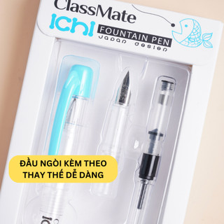 Bút Máy Ngòi Trơn ICHI CLASSMATE Hạn Chế Tắc Mực, Thân Bút Bằng Nhựa Siêu Nhẹ Thay Ống Mực Cho Bé Tập Viết FP100