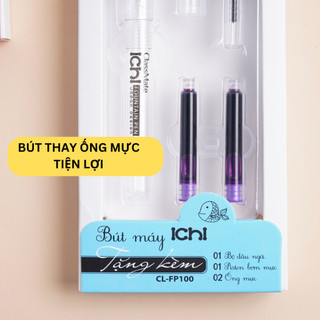 Bút Máy Ngòi Trơn ICHI CLASSMATE Hạn Chế Tắc Mực, Thân Bút Bằng Nhựa Siêu Nhẹ Thay Ống Mực Cho Bé Tập Viết FP100
