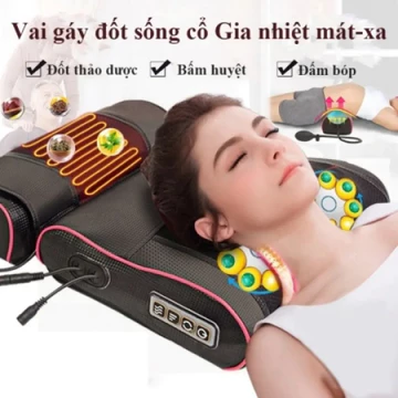 Gối Massage Vai Gáy Cột Sống YD-005 và Gối Massage Gối Massage Cổ Vai Gáy Ngải Cứu Cắm Điện Làm ấm