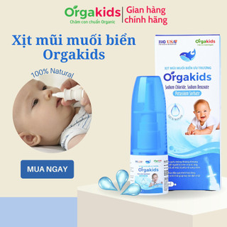 Xịt mũi CẬN DATEmuối biển ưu trương Orgakids làm sạch mũi, hỗ trợ giảm nghẹt mũi, sổ mũi cho bé trên 6 tháng tuổi lọ 20m