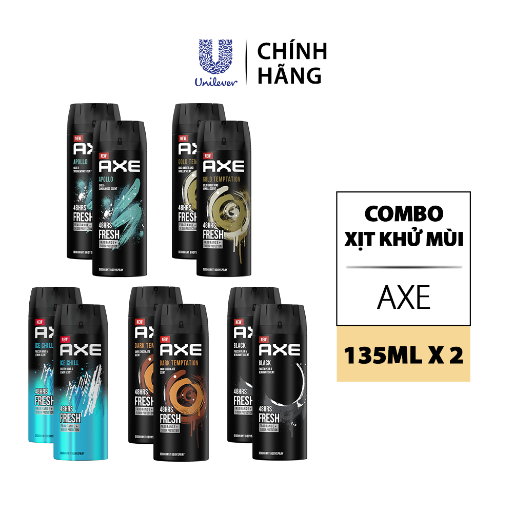 Ảnh Combo Xịt nước hoa nam toàn thân AXE 135ml, lưu hương và khử mùi lên đến 48h 1