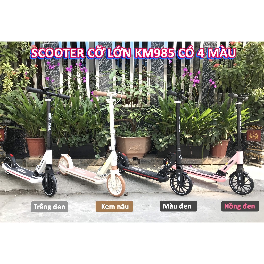 Xe trượt chân scooter cao cấp BBT Global có tay phanh màu trắng KM985