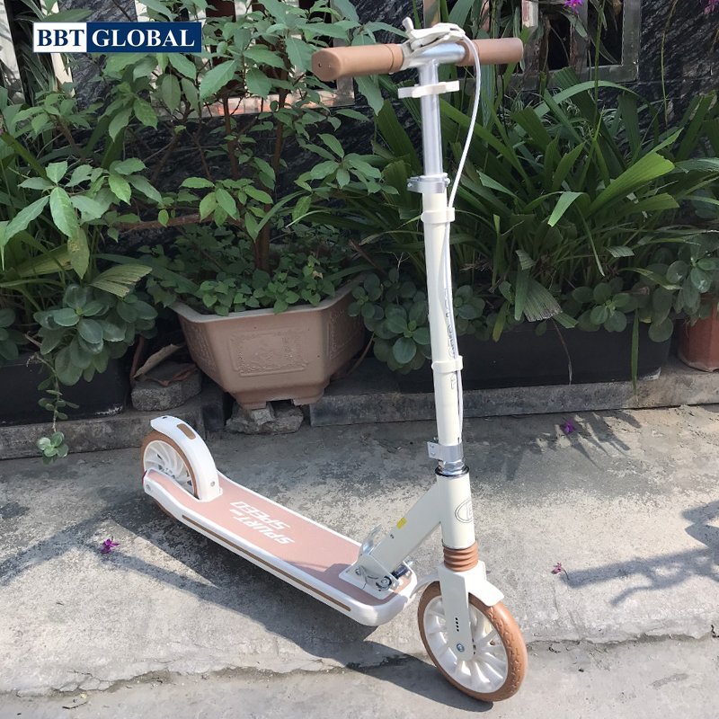 Xe trượt chân scooter cao cấp BBT Global có tay phanh màu trắng KM985