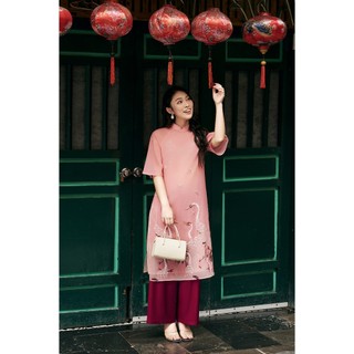 [LAMER X PHƯƠNG ANH ĐÀO] Quần Lụa Áo Dài Ống Rộng Nữ Cạp Rộng 1F LAMER L64W23Q014