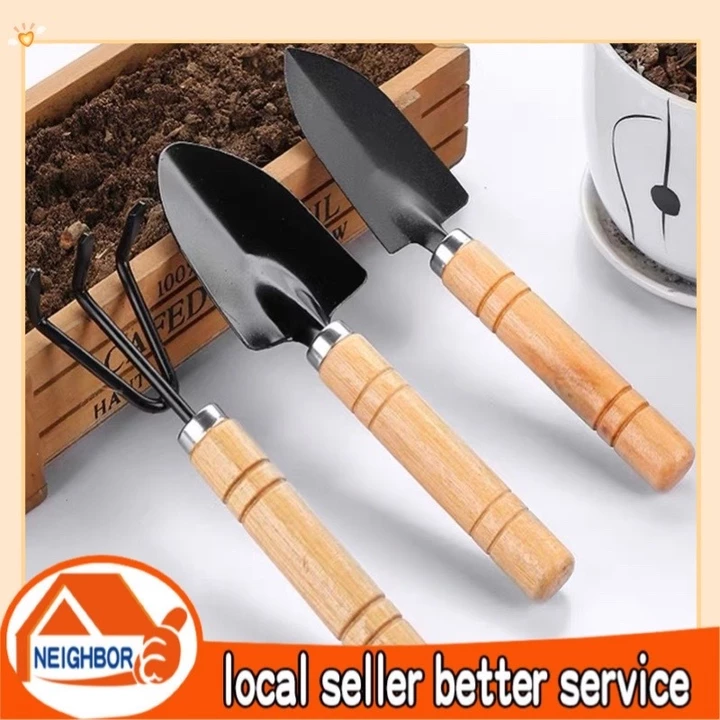 BỘ DỤNG CỤ LÀM VƯỜN MINI 3 MÓN CÁN GỖ CHO ĐẤT TRÔNG CÂY