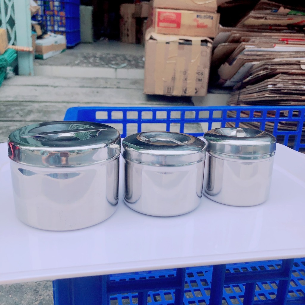 Hủ Lưu Mẫu  INOX 304 - Hộp Đựng Bông Gòn INOX 304 - Size 7.5cm - 8.5cm - 10cm TITHAFAC