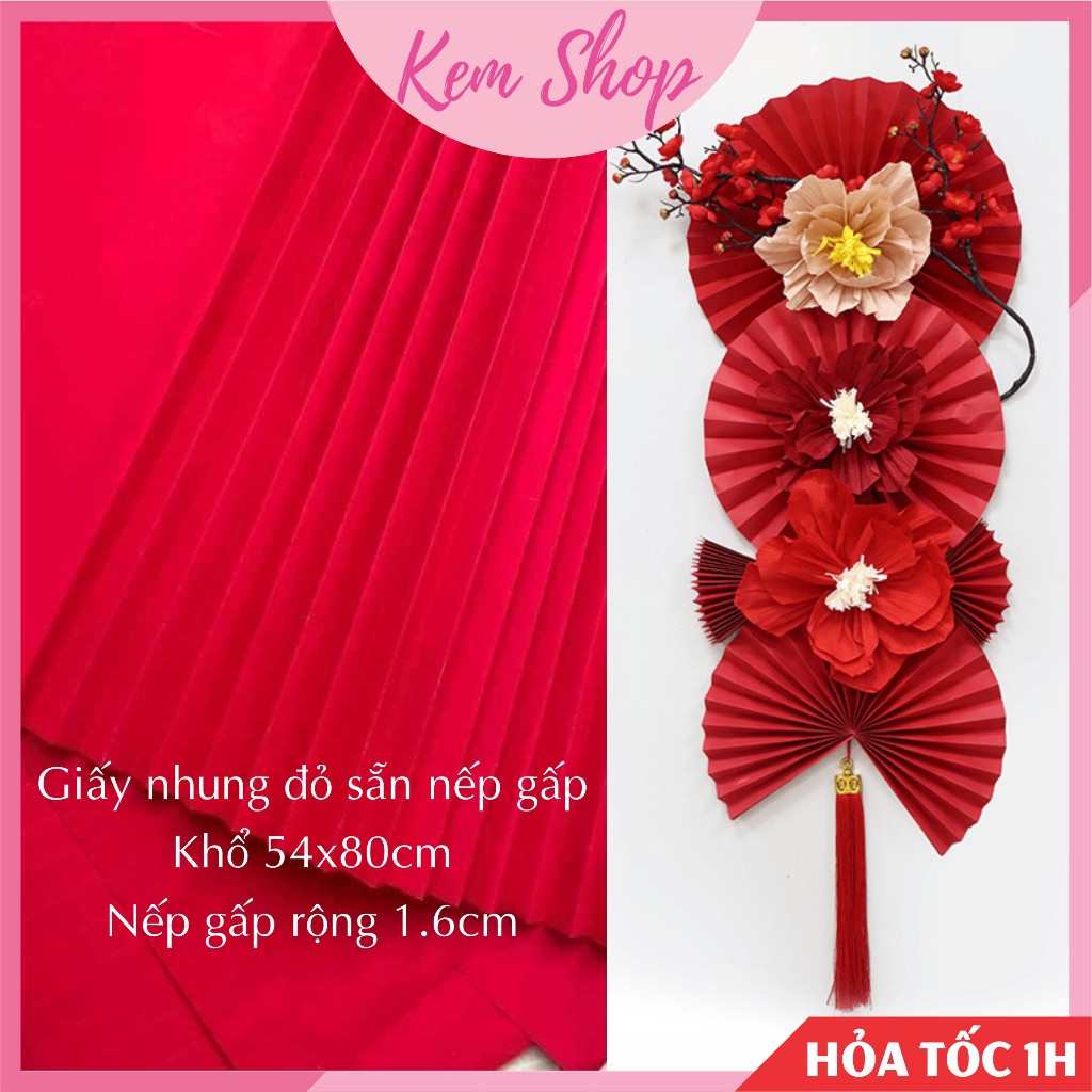 Giấy gấp quạt có sẵn nếp gấp trang trí sự kiện, lễ tết, đám cưới - Kem Shop K52