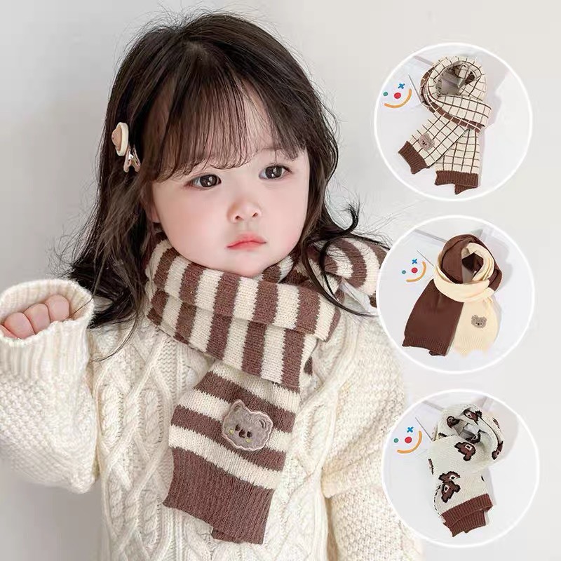 khăn len quàng cổ, bao tay, gang tay giữ ấm mùa đông cho bé 1-8 tuổi phong cách hàn quốc mescoshop