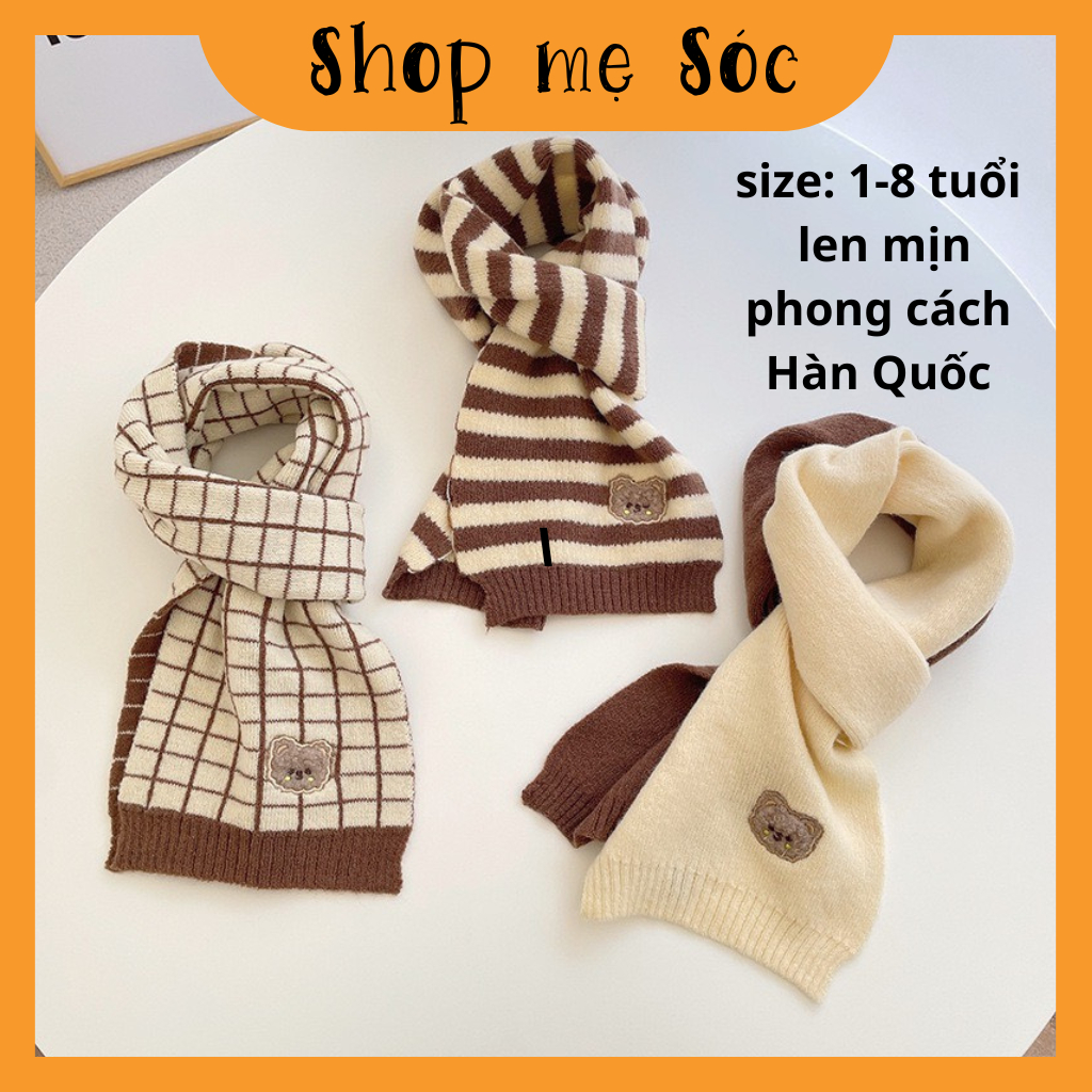 khăn len quàng cổ, bao tay, gang tay giữ ấm mùa đông cho bé 1-8 tuổi phong cách hàn quốc mescoshop