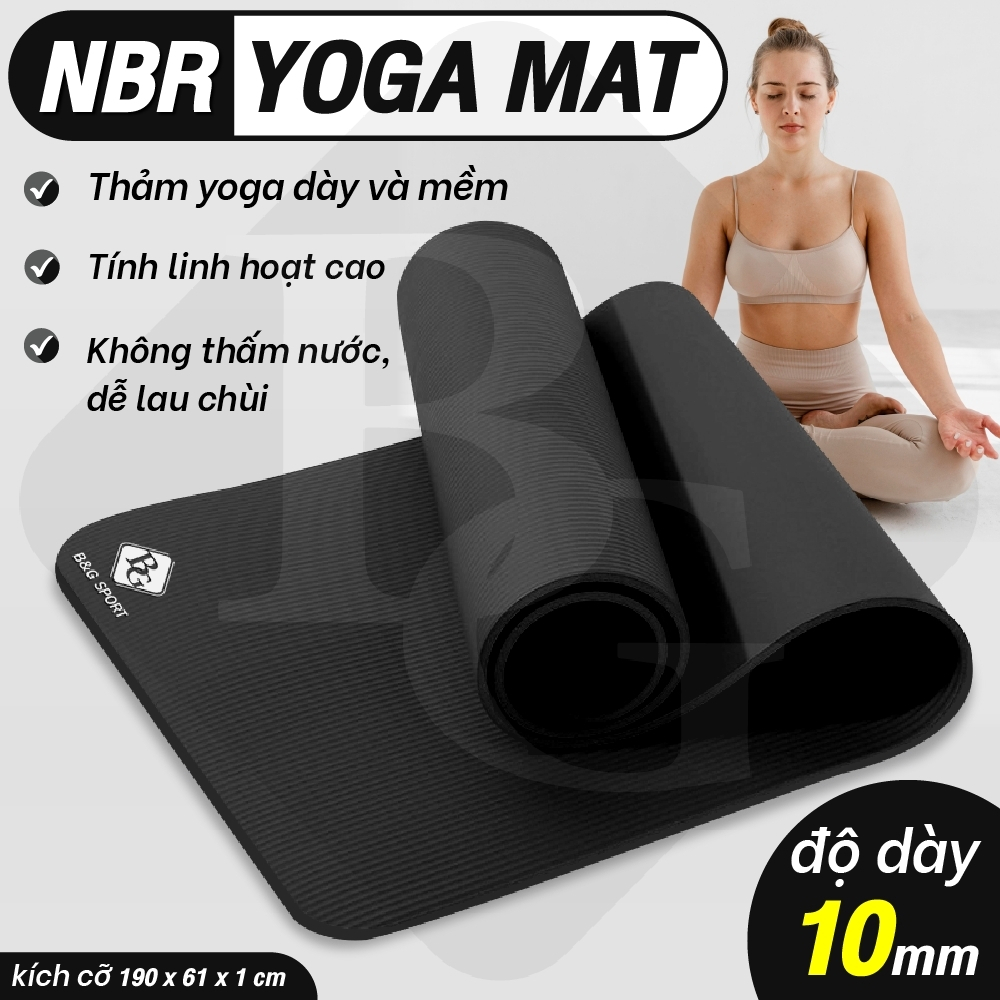 Ảnh BG - Thảm Tập Yoga Chống Trượt  cao su nguyên khối NBR 10MM, 15MM Cao Cấp chống trơn trượt loại xịn 2