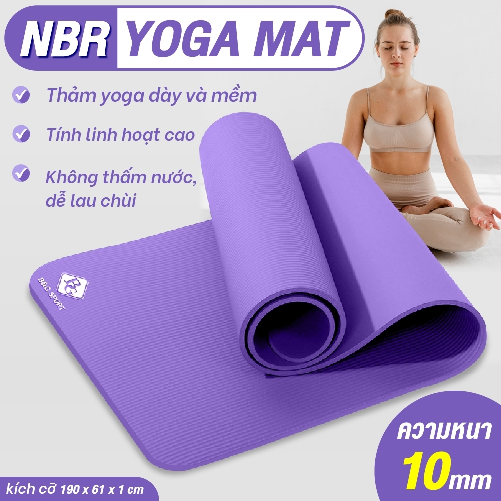 Ảnh BG - Thảm Tập Yoga Chống Trượt  cao su nguyên khối NBR 10MM, 15MM Cao Cấp chống trơn trượt loại xịn 1