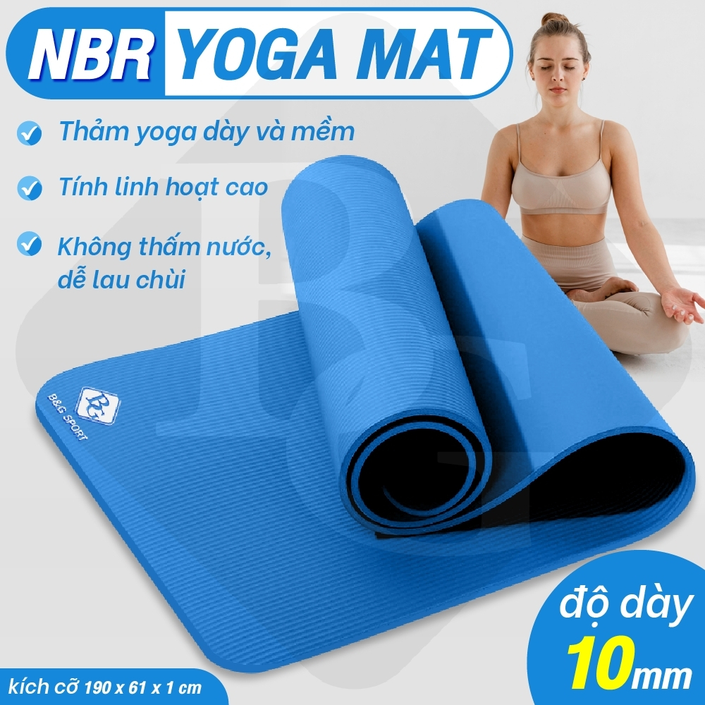 Ảnh BG - Thảm Tập Yoga Chống Trượt  cao su nguyên khối NBR 10MM, 15MM Cao Cấp chống trơn trượt loại xịn 3
