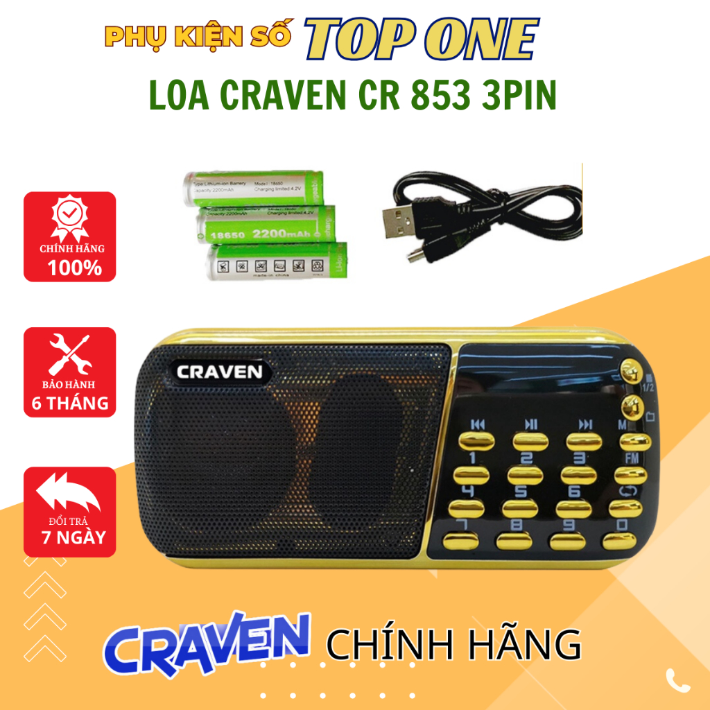 Loa Craven hỗ trợ khe cắm thẻ nhớ, USB, FM, Máy nghe nhạc mini Caraven ...