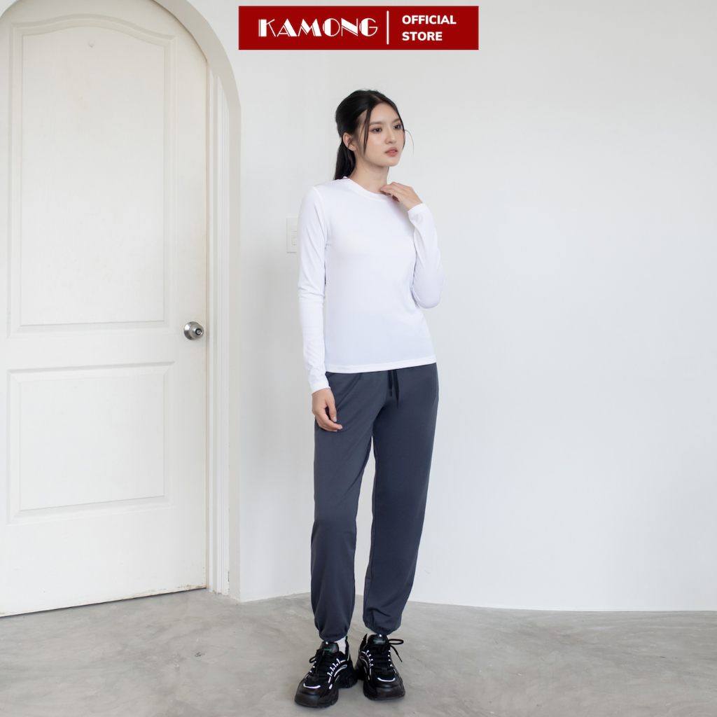Ảnh Áo thun nữ tay dài KAMONG kiểu dáng basic chất liệu thun tăm A151 4