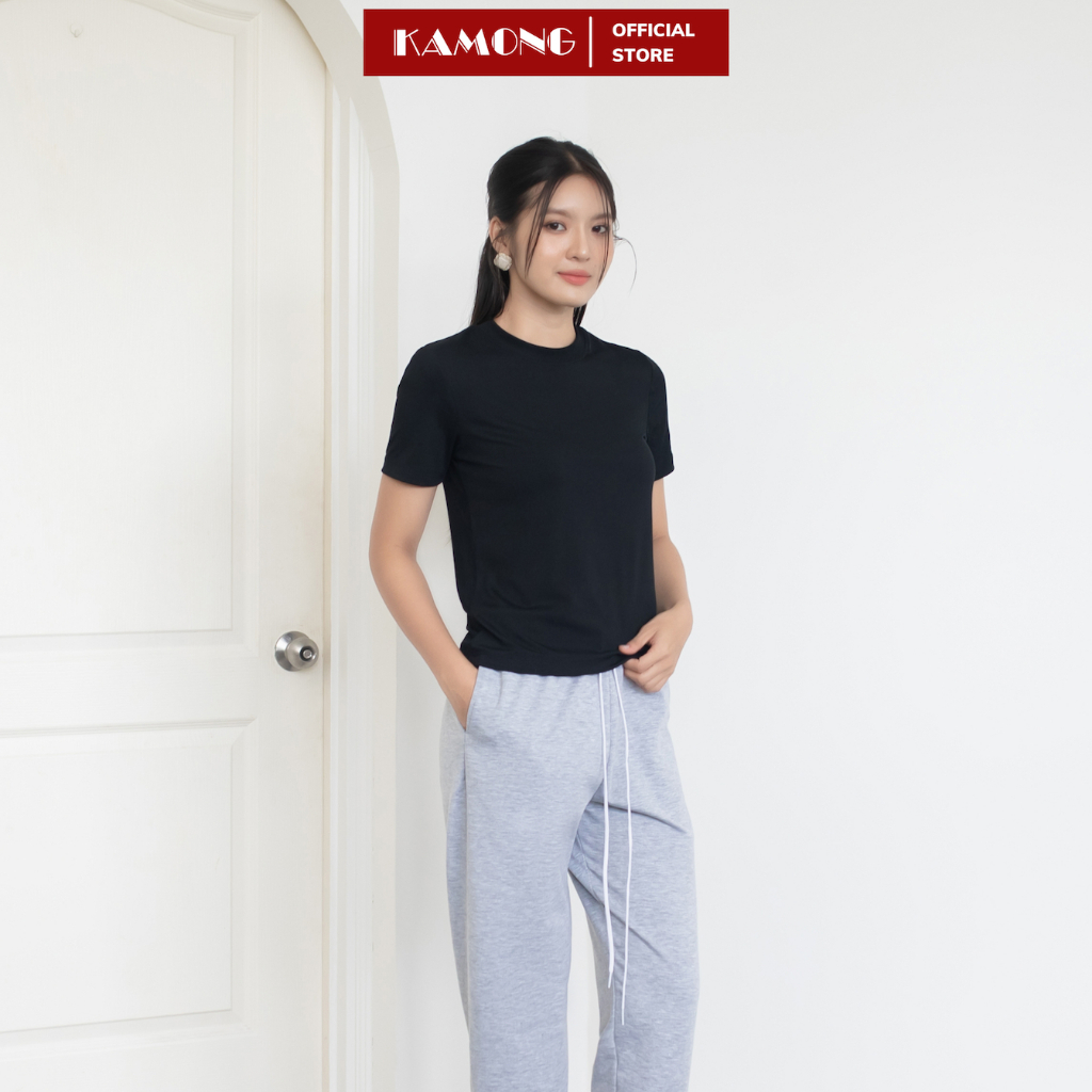 Ảnh Áo thun nữ tay ngắn KAMONG kiểu dáng basic chất liệu thun tăm A152 2