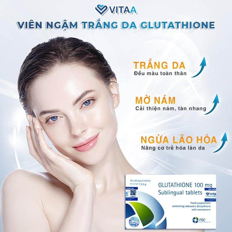Ảnh Viên Ngậm Trắng Da Glutathione 100mg Nhập Khẩu Italy Giảm Nám Tàn Nhang Đều Màu Toàn Thân Bảo Vệ Da Dưới Tia UV 3