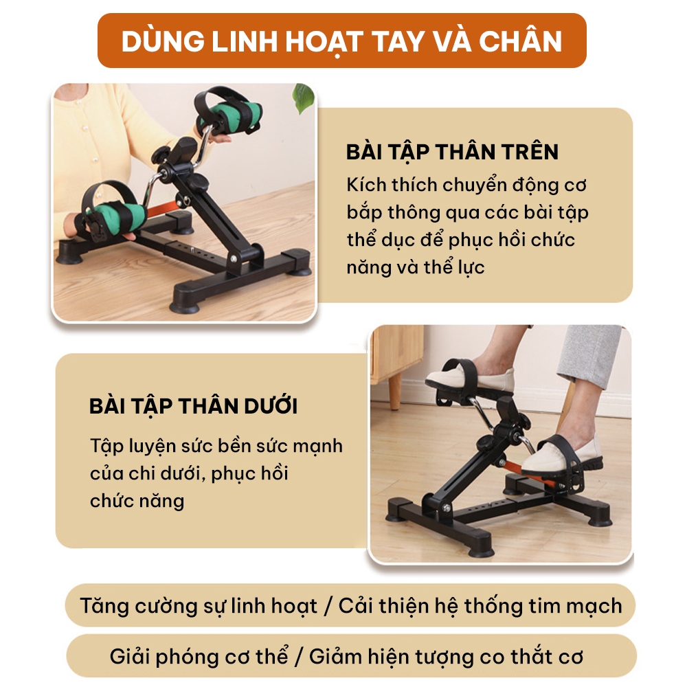 Xe đạp gấp gọn GoodFit GF006MB, xe đạp mini tập thể dục, tập phục hồi chức năng có đồng hồ điện tử