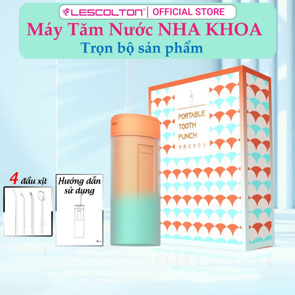 Ảnh Máy tăm nước cầm tay mini cao cấp Lescolton vệ sinh răng miệng, làm sạch sâu, loại bỏ các mảng bám kẽ răng 2