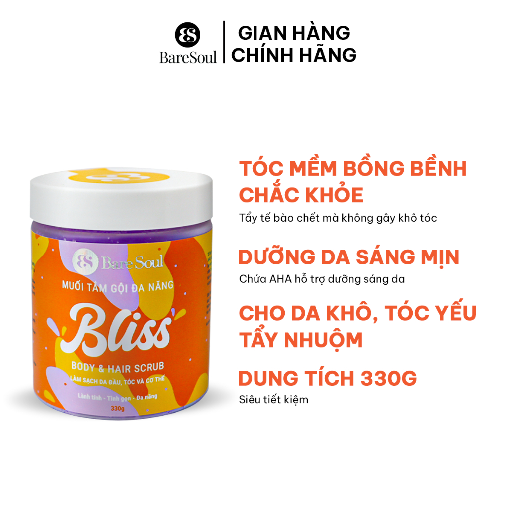 Ảnh Combo sạch sâu, sáng mịn, dưỡng ẩm cho da và môi BareSoul BLISS Body Hair Scrub 330g + Sweet Talker Lip Scrub 20g 2
