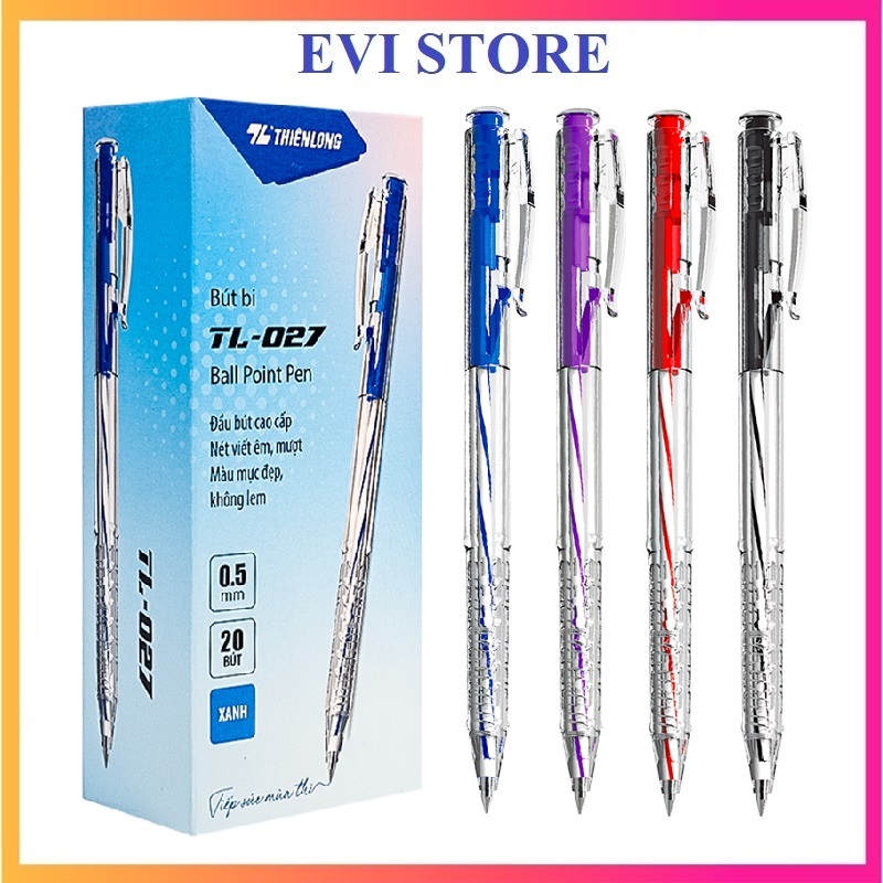 [Hàng chính hãng] Hộp 20 cây bút bi Thiên Long TL-027 / TL027 nét nhỏ ...