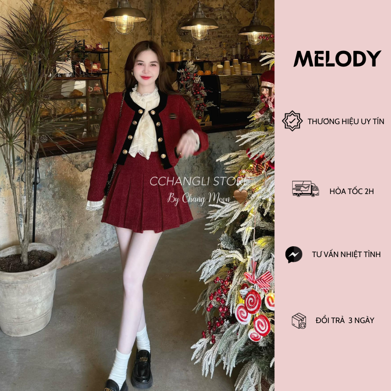 ELODIE SET - Set Váy Tweed Dáng Chữ A Thanh Lịch & Áo Khoác Dáng Lửng Thắt Nơ Voan Sang Trọng