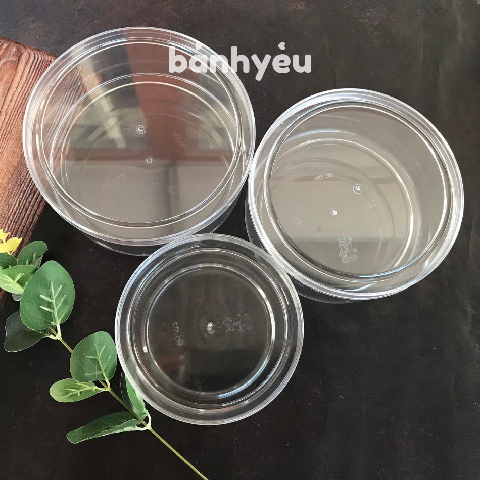 Hộp Mica Tròn đựng bánh mứt, hạt điều, yến sào có nắp đậy