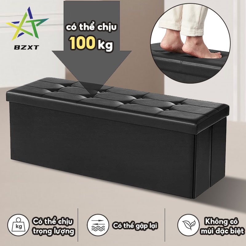 ghế hộp Phân lưu trữ Ghế hộp đựng đồ đa năng 2 trong 1 - Gấp gọn chắc chắn và tiện lợi, Hộp lưu trữ Ghế sofa