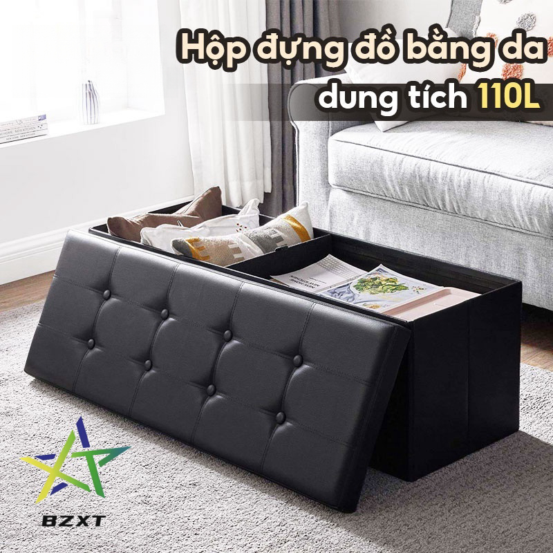 ghế hộp Phân lưu trữ Ghế hộp đựng đồ đa năng 2 trong 1 - Gấp gọn chắc chắn và tiện lợi, Hộp lưu trữ Ghế sofa