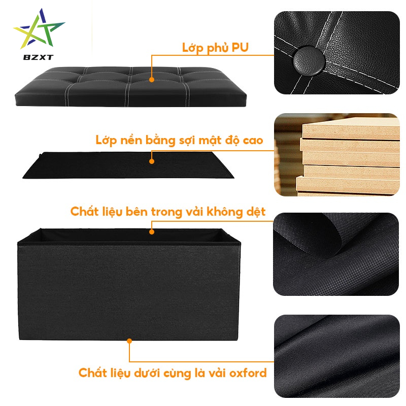 ghế hộp Phân lưu trữ Ghế hộp đựng đồ đa năng 2 trong 1 - Gấp gọn chắc chắn và tiện lợi, Hộp lưu trữ Ghế sofa
