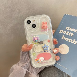 Ốp lưng iphone trong suốt chống sốc rabbit happy cute dành cho ip 6/6s/7/8 plus/x/xs/xr/11/12/13/14/15/16 pro max xx1055