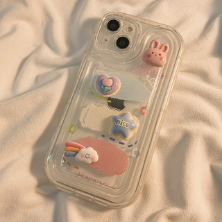 Ốp lưng iphone trong suốt chống sốc rabbit happy cute dành cho ip 6/6s/7/8 plus/x/xs/xr/11/12/13/14/15/16 pro max xx1055