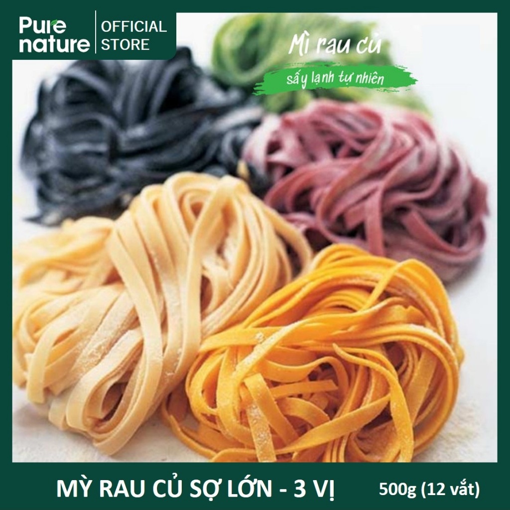 (Hỏa tốc HCM) Pure Nature - Mỳ Rau Củ Sấy Lạnh Tự Nhiên (500g - 12 vắt ...