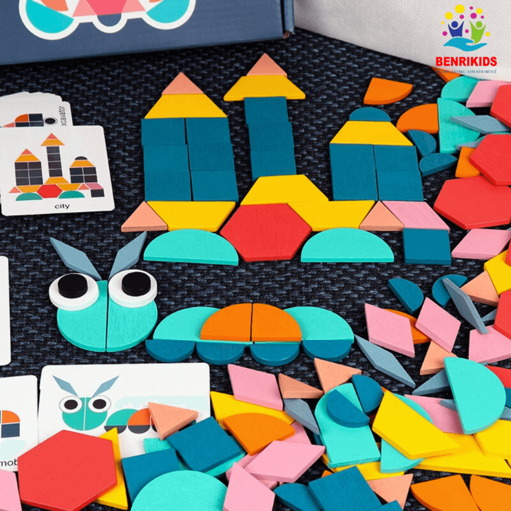 Ảnh Đồ Chơi Sáng Tạo Xếp Hình 180 Chi Tiết Benrikids Bằng Gỗ Kèm Thẻ Flash Card Nhiều Hình Mẫu Cho Bé Phát Triển Tư Duy 2