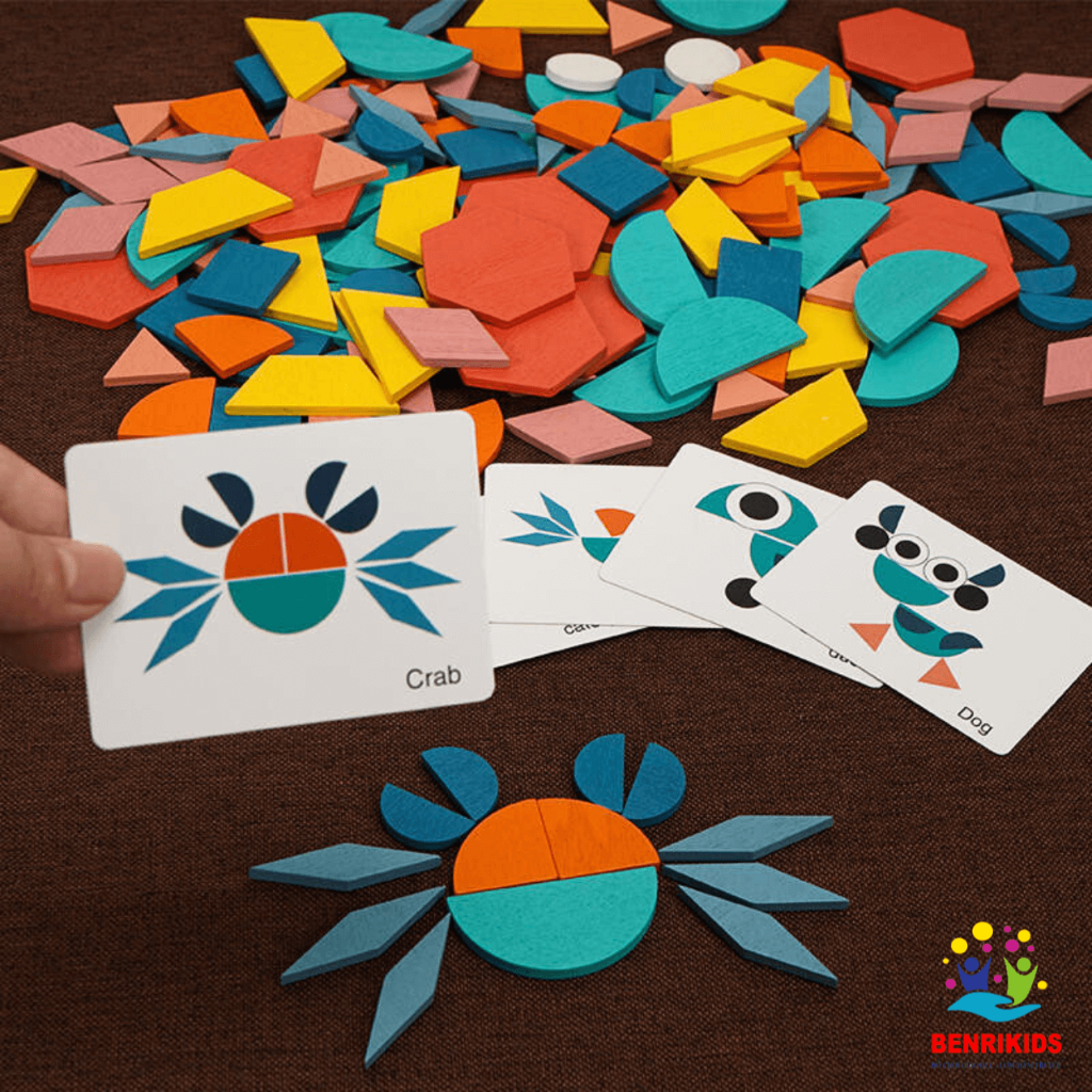 Ảnh Đồ Chơi Sáng Tạo Xếp Hình 180 Chi Tiết Benrikids Bằng Gỗ Kèm Thẻ Flash Card Nhiều Hình Mẫu Cho Bé Phát Triển Tư Duy 1