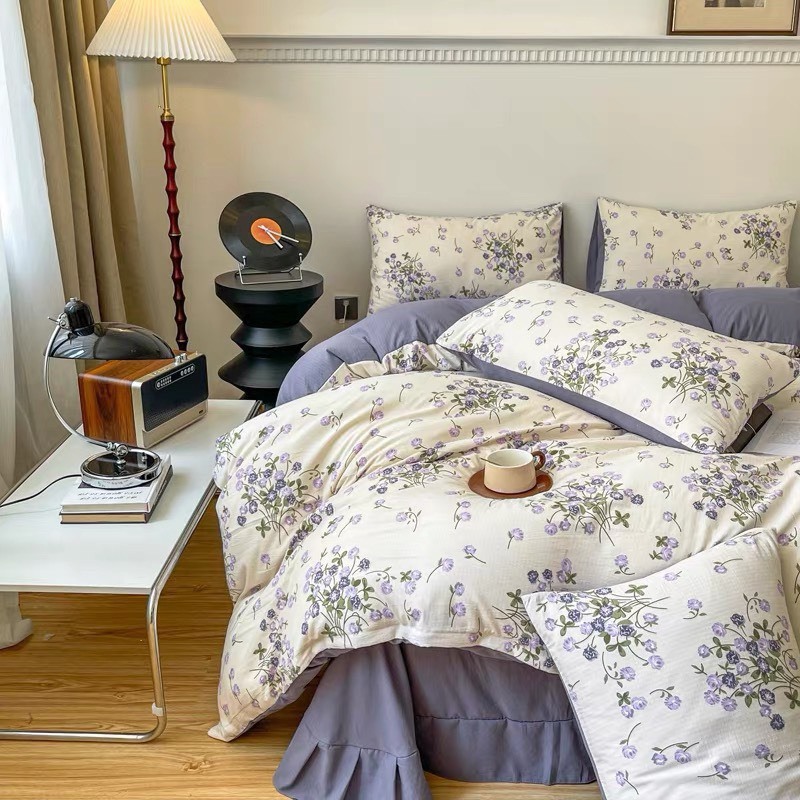 Bộ Vỏ Chăn Ga Gối Luna An Như Bedding, bao gồm ga giường, 2 vỏ gối và vỏ chăn có khóa kéo (GA PHỦ)