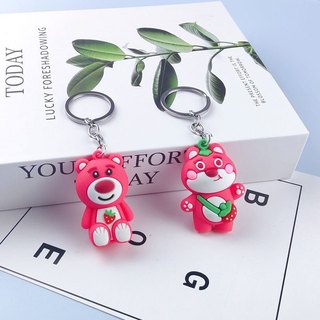 Móc Khoá Gấu Losto Dâu Hồng Xinh Xắn - Mẫu Mới, Móc Khoá Gấu Dâu
