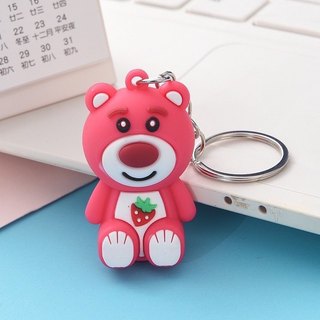 Móc Khoá Gấu Losto Dâu Hồng Xinh Xắn - Mẫu Mới, Móc Khoá Gấu Dâu
