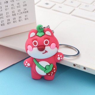 Móc Khoá Gấu Losto Dâu Hồng Xinh Xắn - Mẫu Mới, Móc Khoá Gấu Dâu