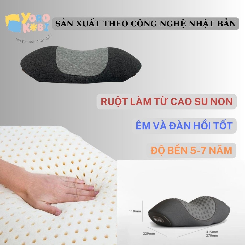 Gối massage cổ vai gáy Yorokobi với 2 chế độ massage, trườm nóng, giảm đau mỏi cổ vai gáy