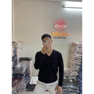 Áo len nam cổ tim màu Đen dáng Thụng Len dệt kim Mềm mịn Dày dặn ABABA tim-m9-đen