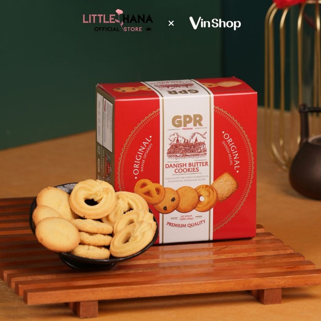 Bánh Quy Bơ Cao Cấp Danish Butter Cookies GPR Hộp Giấy 120G Màu Đỏ
