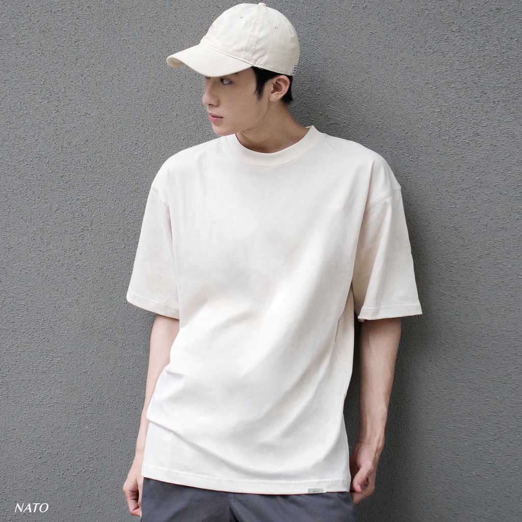 Áo Phông Rộng Tay Lỡ Nato Tee Màu Trơn Cổ Tròn Oversize Nam Nữ Vải Thun Cotton Cao Cấp 280Gsm | BigBuy360 - bigbuy360.vn