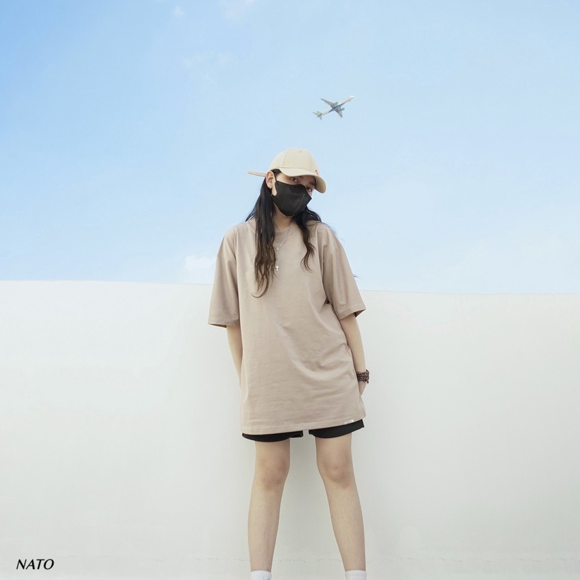 Áo Phông Rộng Tay Lỡ Nato Tee Màu Trơn Cổ Tròn Oversize Nam Nữ Vải Thun Cotton Cao Cấp 280Gsm | BigBuy360 - bigbuy360.vn