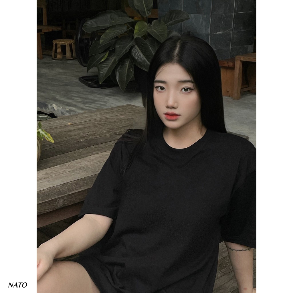 Áo Phông Rộng Tay Lỡ Nato Tee Màu Trơn Cổ Tròn Oversize Nam Nữ Vải Thun Cotton Cao Cấp 280Gsm | BigBuy360 - bigbuy360.vn