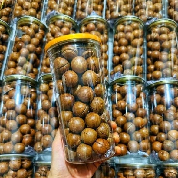 Hạt Macca Đăk Lăk, 500GR/HỘP Sấy Rang Nứt Hộp 500gr - Macca