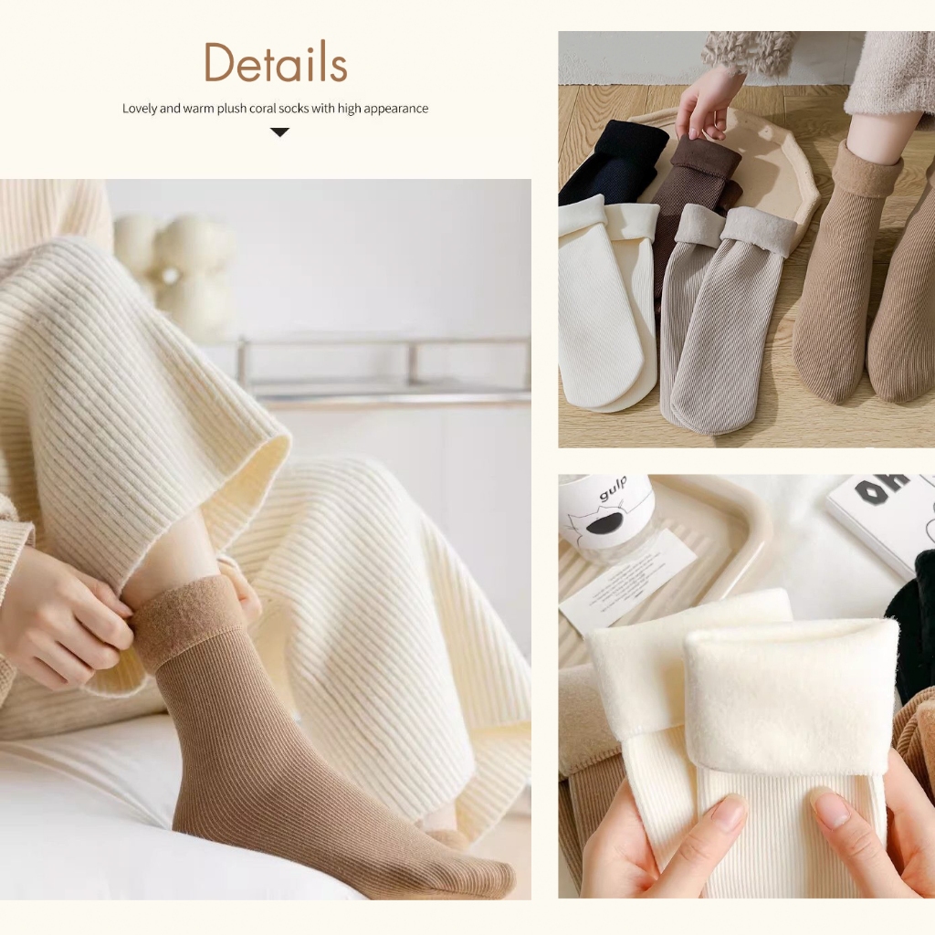 Tất vớ nam nữ vintage tone màu trung tính dễ phối đồ, chất liệu cotton lót nỉ bông ấm áp - Ekiu Shop