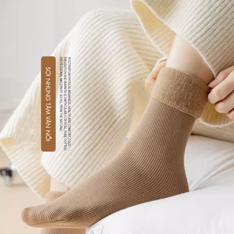 Tất vớ nam nữ vintage tone màu trung tính dễ phối đồ, chất liệu cotton lót nỉ bông ấm áp - Ekiu Shop