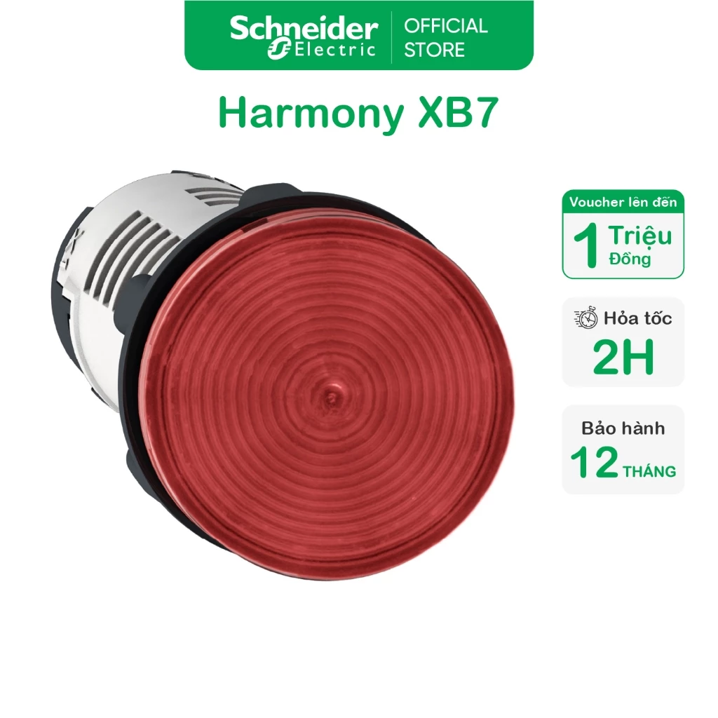 Đèn Báo Panel Tròn Nguyên Khối Phi 22mm 230…240V AC Schneider nhiều màu sắc XB7EV03MP XB7EV04MP XB7EV05MP